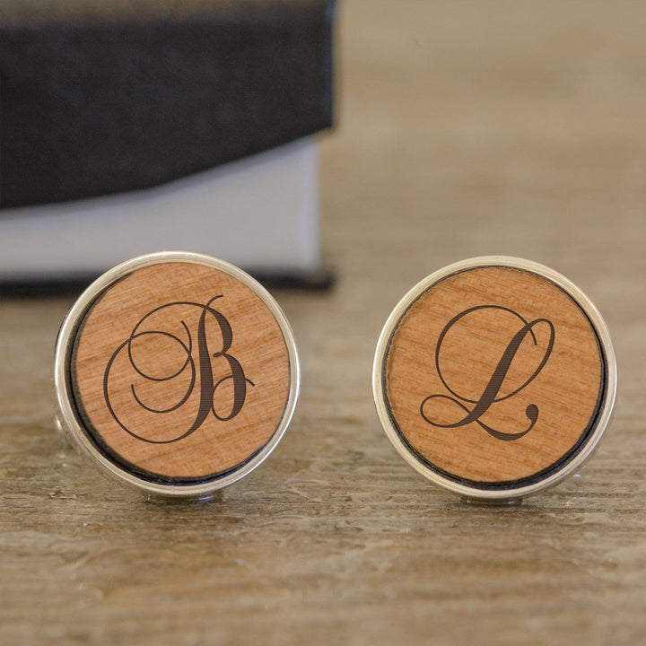 Cufflink Man Cufflinks - Personalised Wood Engraved Initials Cufflinks