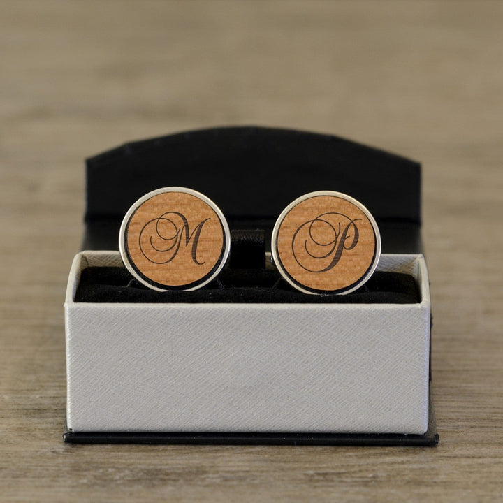 Cufflink Man Cufflinks - Personalised Wood Engraved Initials Cufflinks