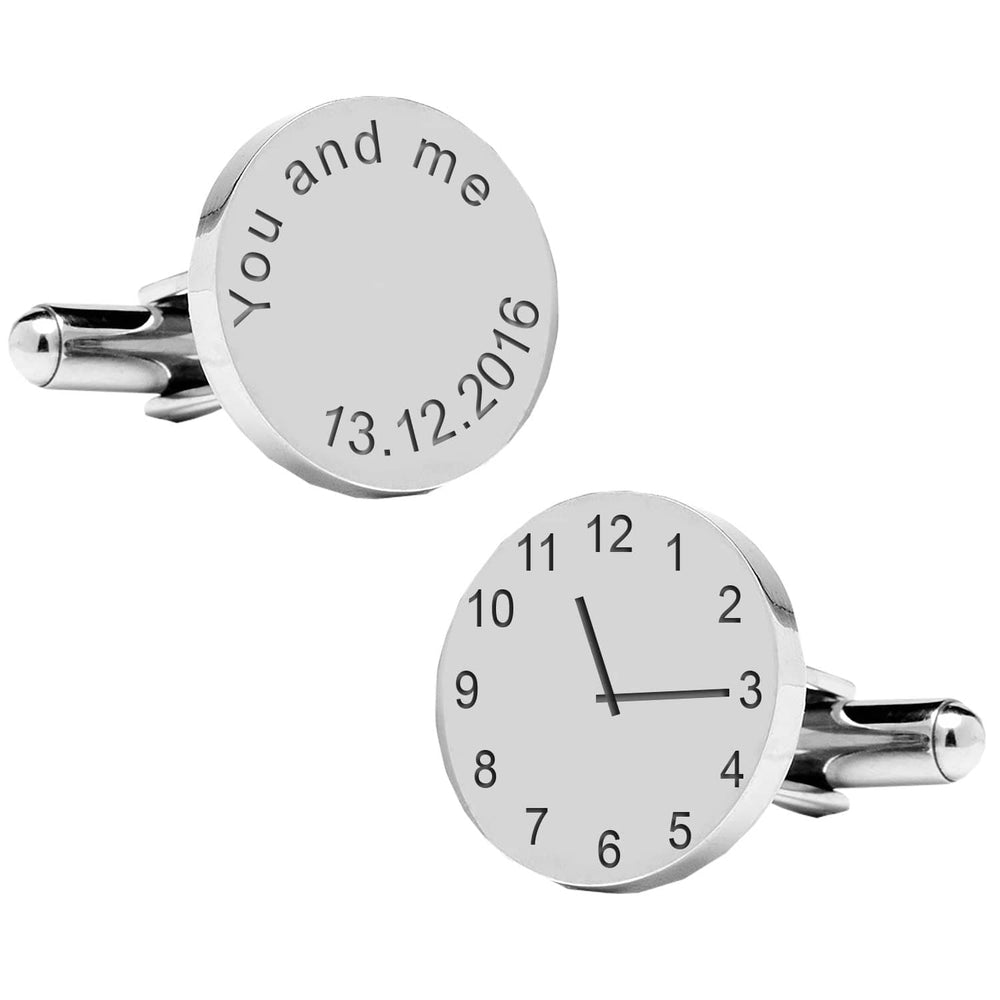 Cufflink Man Cufflinks - Personalised You and Me - Special Date & Time Engraved Wedding Cufflinks