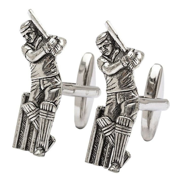 Cufflink Man Cufflinks Pewter Cricket Batsman Cufflinks - Cricketer Cufflinks