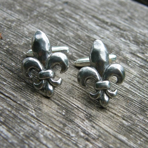 Cufflink Man Cufflinks Pewter Fleur De Lis Cufflinks