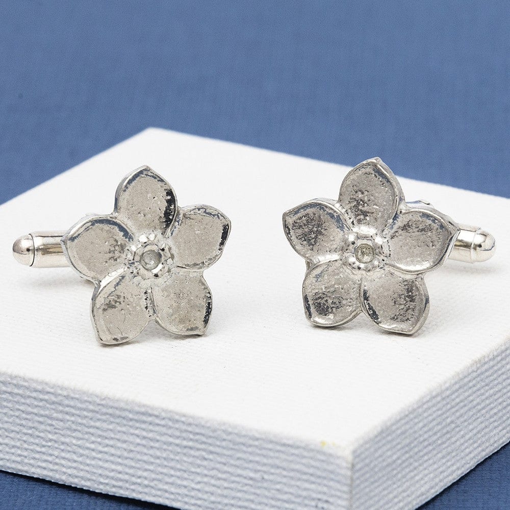 Cufflink Man Cufflinks Pewter Forget Me Not Flower Cufflinks