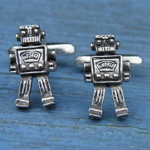 Cufflink Man Cufflinks Pewter Robot Cufflinks