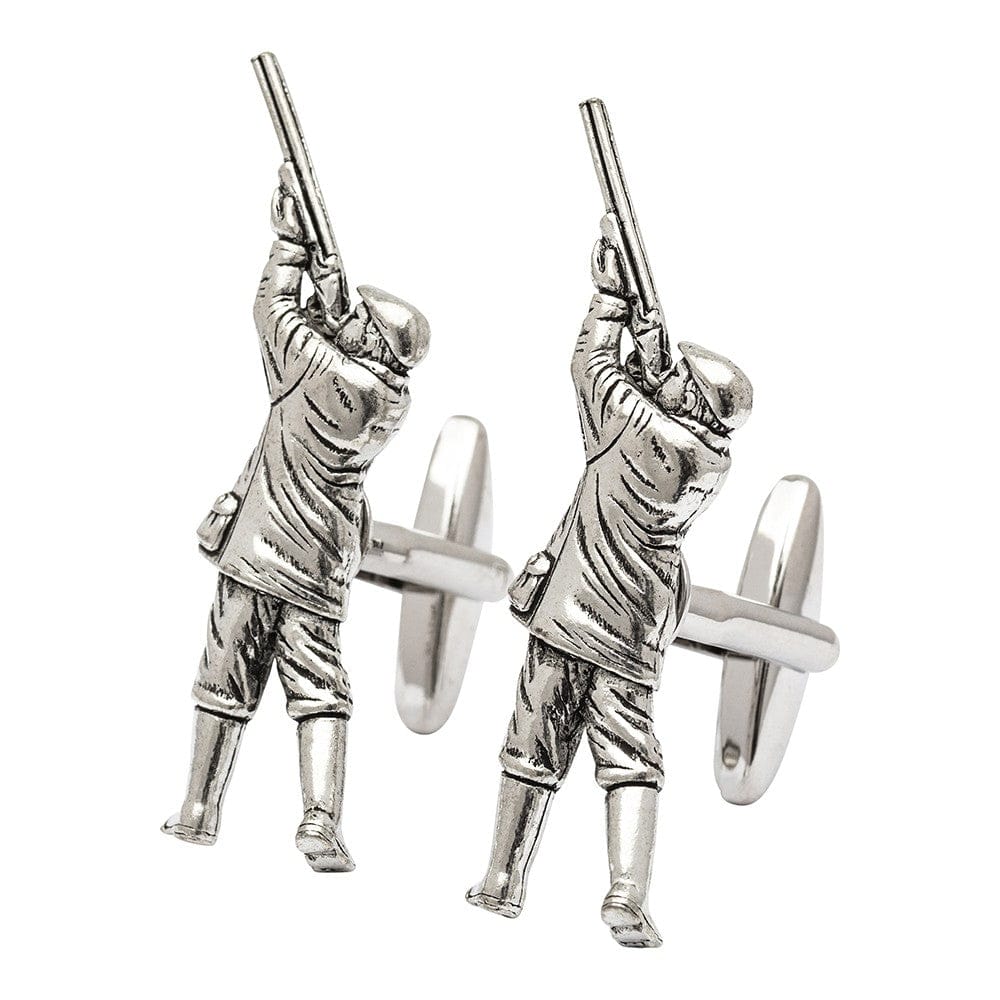 Selling Sterling Silver Cufflinks Art Deco Horse Hunting Shooting Shotgun Suit Gift