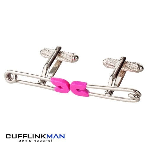 Cufflink Man Cufflinks Pink Nappy Pin Cufflinks - Baby Girl