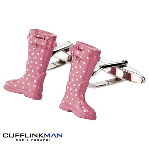 Cufflink Man Cufflinks Pink Polka dot Welly Cufflinks