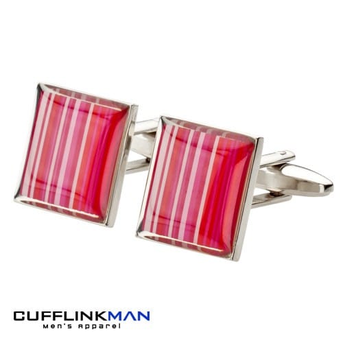 Cufflink Man Cufflinks Pink Stripe Cufflinks