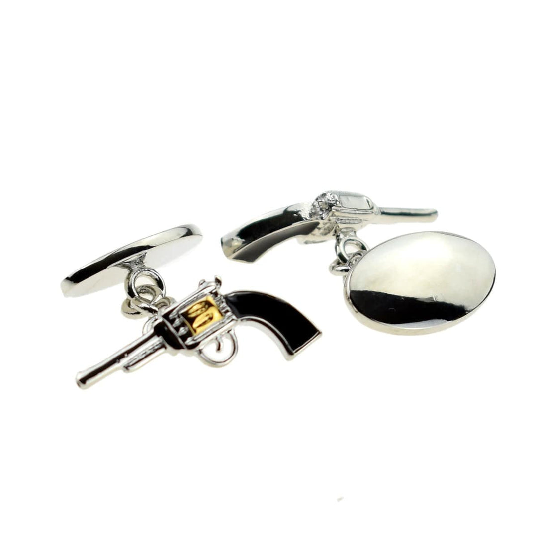 Cufflink Man Cufflinks Pistol Hand Gun Chain Style Cufflinks