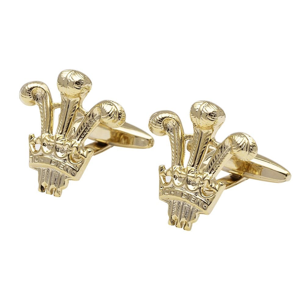 Cufflink Man Cufflinks Prince of Wales Feathers - Gold Plated Cufflinks