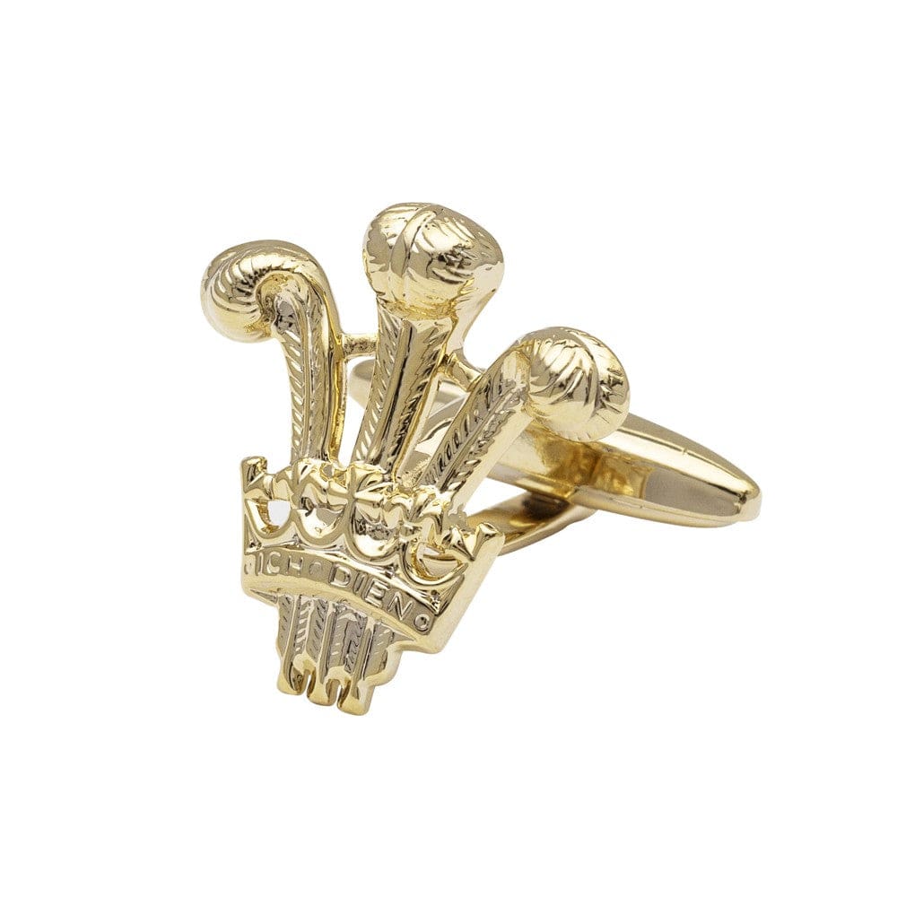 Cufflink Man Cufflinks Prince of Wales Feathers - Gold Plated Cufflinks