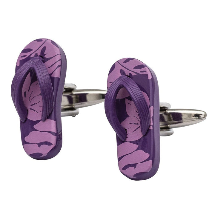 Cufflink Man Cufflinks Purple Beach Flip Flops Cufflinks