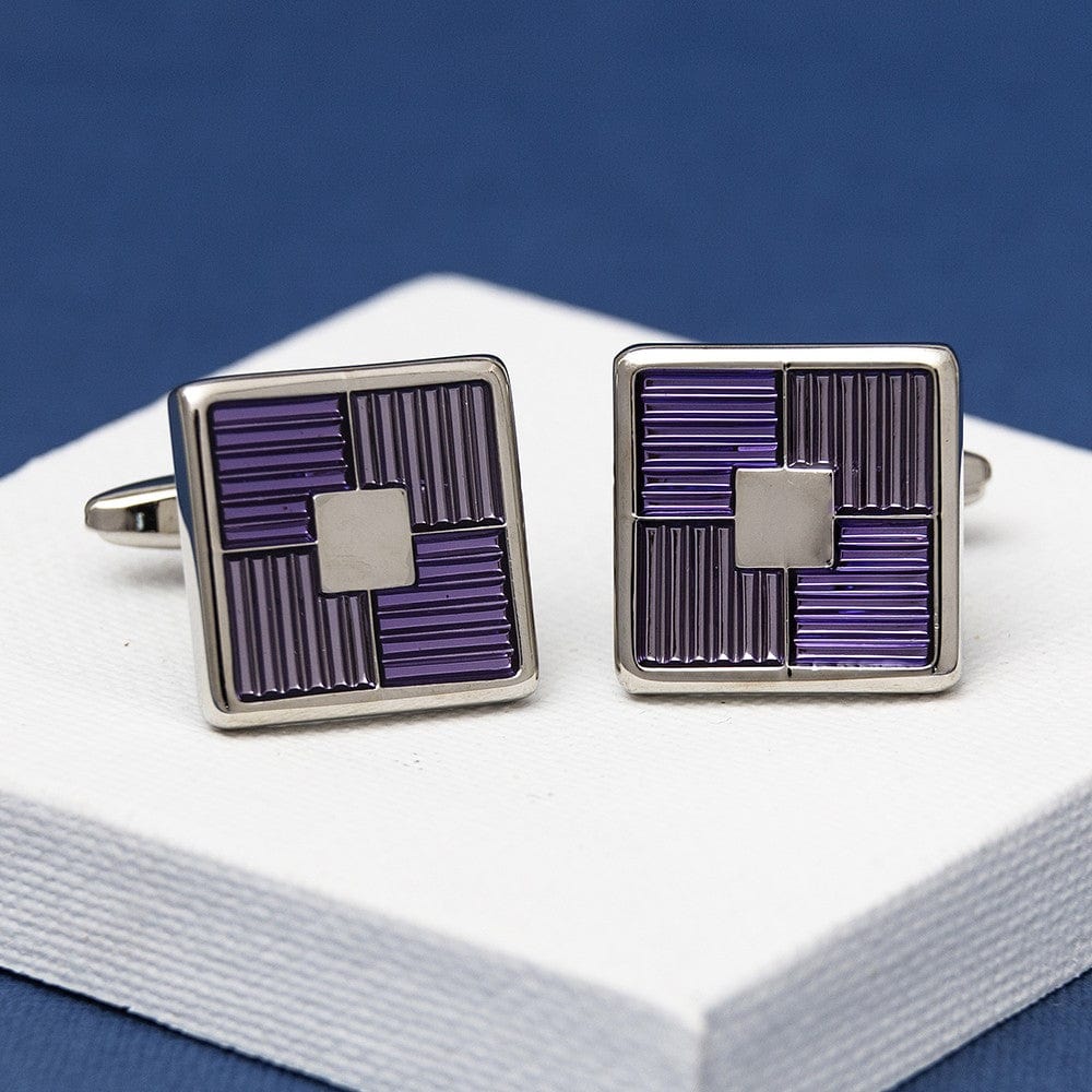 Cufflink Man Cufflinks Quarter Purple Square Cufflinks