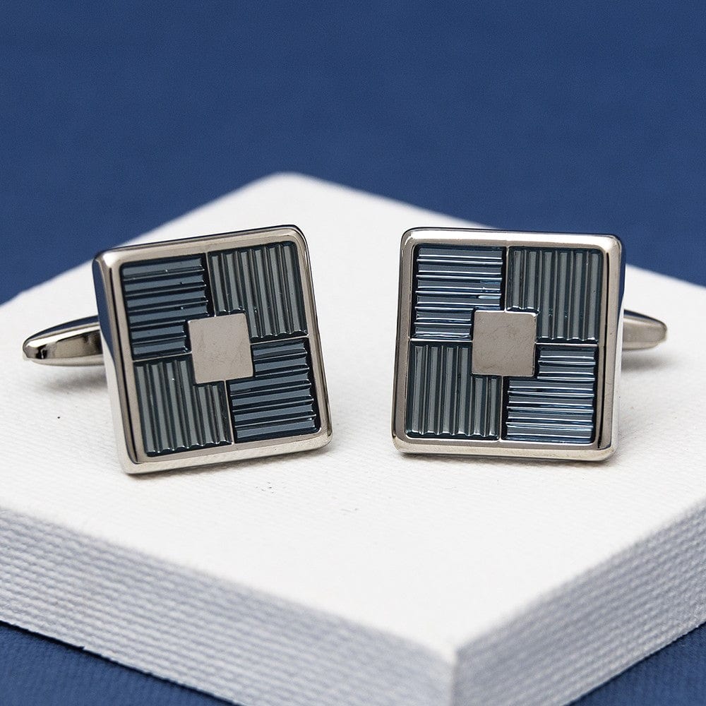 Cufflink Man Cufflinks Quarter Sky Blue Square Cufflinks