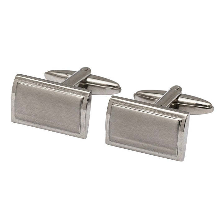 Cufflink Man Cufflinks Rectangle Waves Cufflinks - Brushed Rhodium Cufflinks