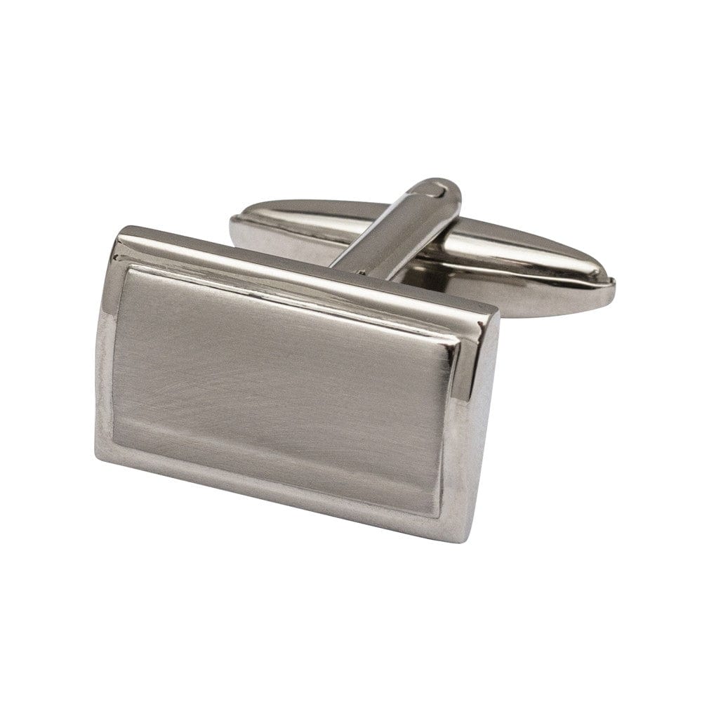 Cufflink Man Cufflinks Rectangle Waves Cufflinks - Brushed Rhodium Cufflinks