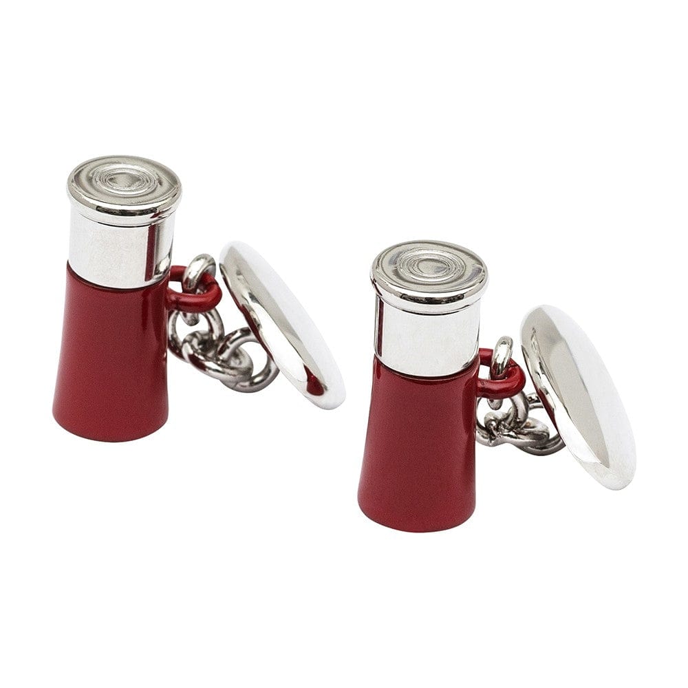 Cufflink Man Cufflinks Red And Silver Shotgun Cartridge Chain Link Cufflinks