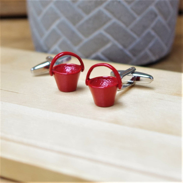 Cufflink Man Cufflinks Red Bucket Cufflinks