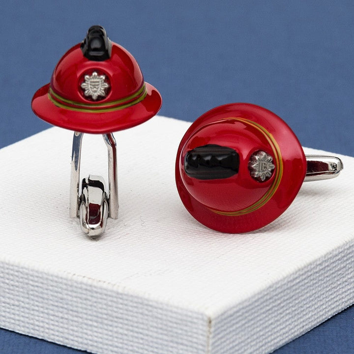 Cufflink Man Cufflinks Red Firemans Helmet Cufflinks