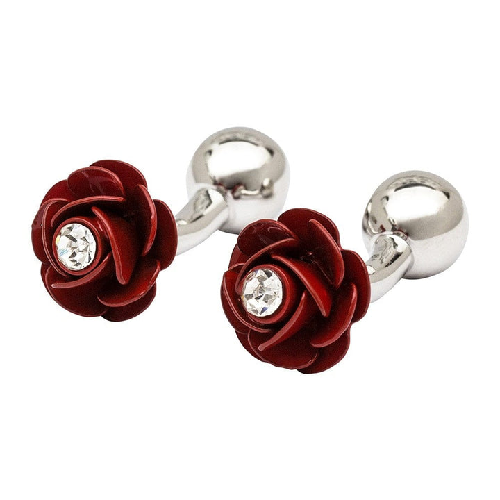 Cufflink Man Cufflinks Red Rose Crystal Cufflinks