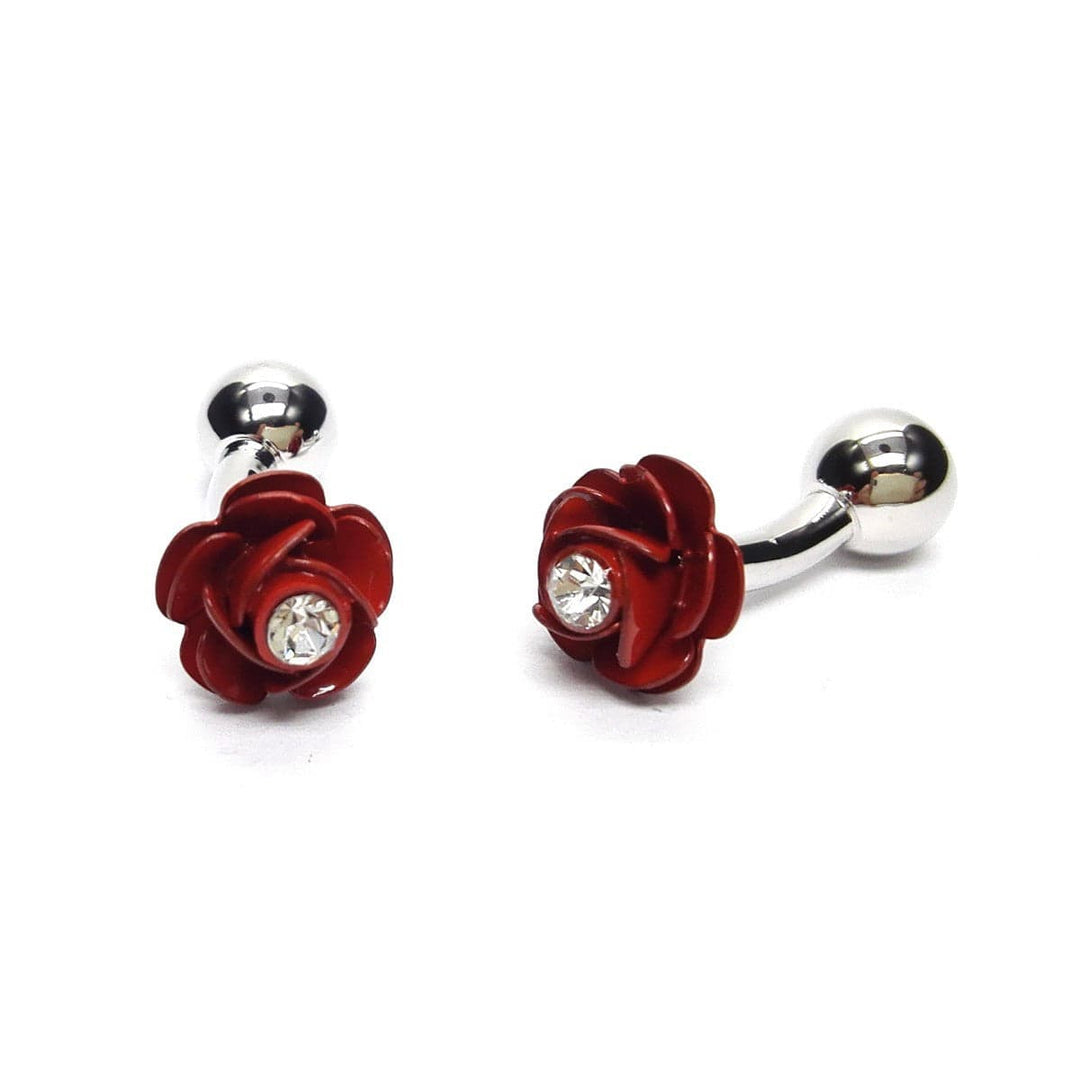 Cufflink Man Cufflinks Red Rose Crystal Cufflinks