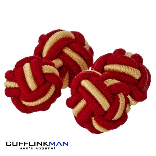 Cufflink Man Cufflinks Red Silk Knot Cufflinks