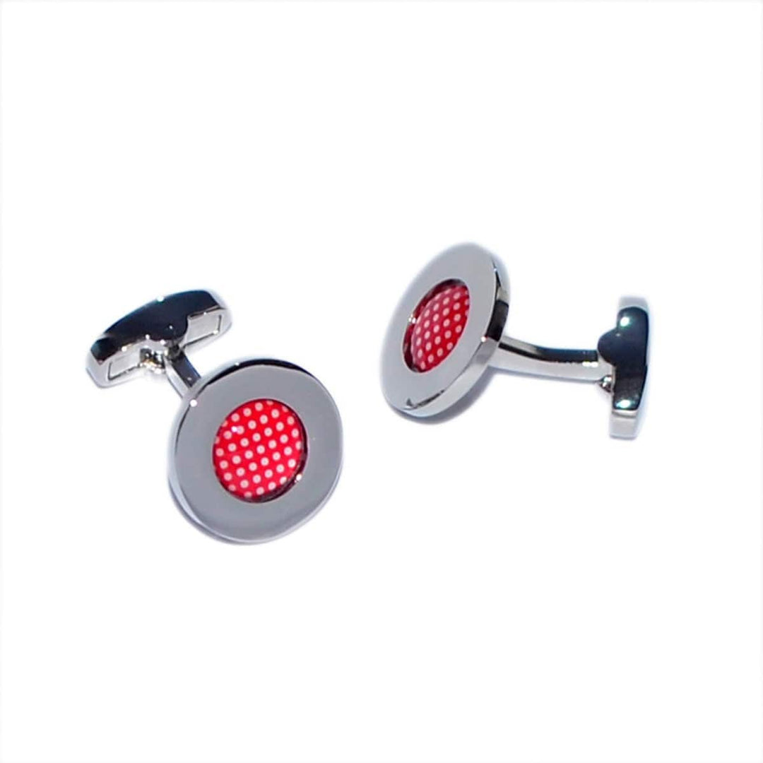 Cufflink Man Cufflinks Red Speckled Polka Dot Cufflinks