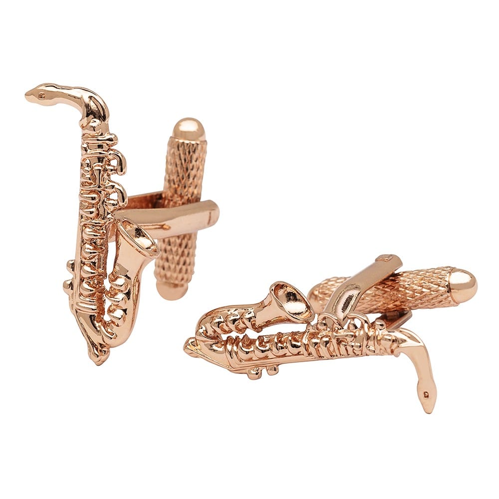 Cufflink Man Cufflinks Rose Gold Saxophone Cufflinks