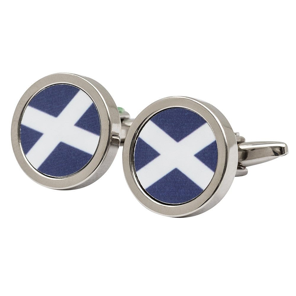 Cufflink Man Cufflinks Round Scottish Saltire Flag Cufflinks