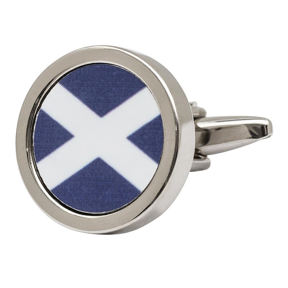 Cufflink Man Cufflinks Round Scottish Saltire Flag Cufflinks