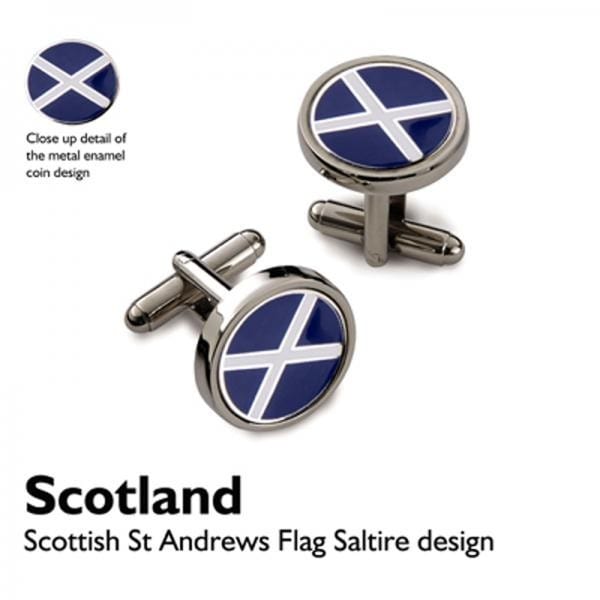 Cufflink Man Cufflinks Round Scottish Saltire Flag Cufflinks