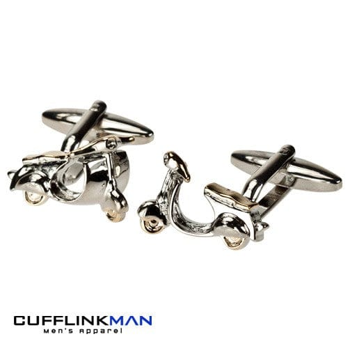 Cufflink Man Cufflinks Scooter Cufflinks - Rhodium and Gold Edition