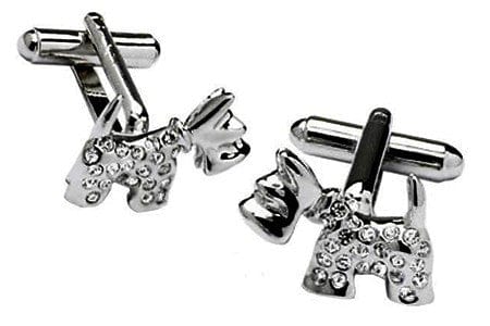 Cufflink Man Cufflinks Scottie dogs with Swarovski crystal cufflinks