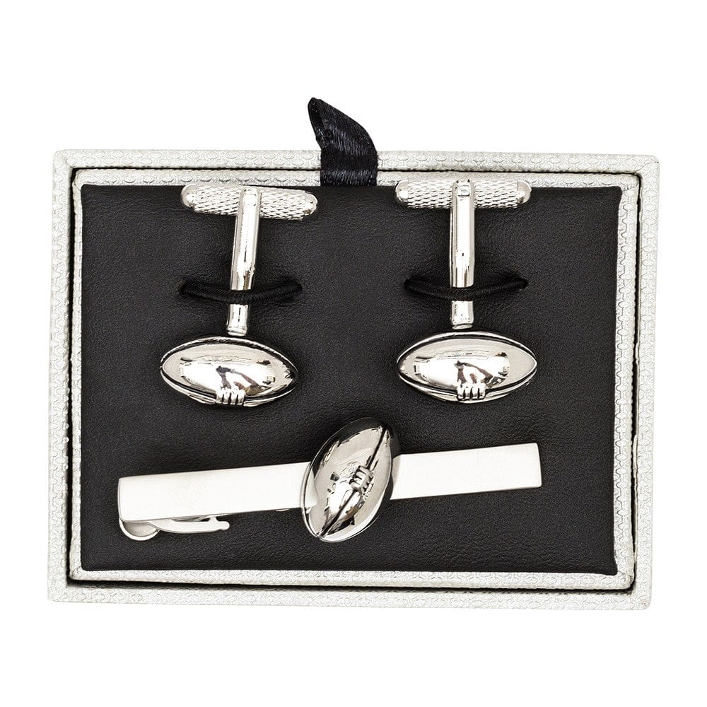 Cufflink Man Cufflinks Sets Classic Rugby Ball Cufflinks and Tie Clip Gift Set