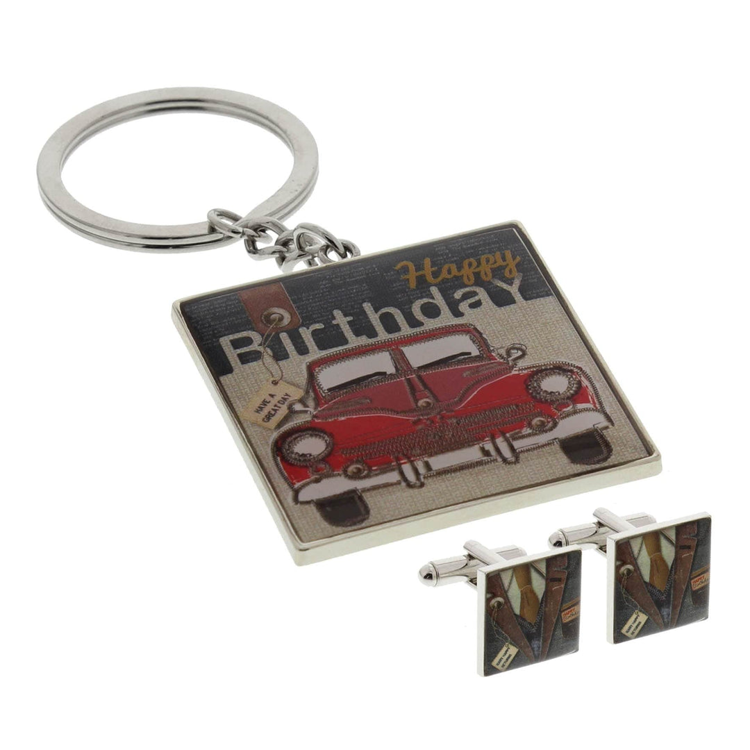 Cufflink Man Cufflinks Sets Happy Birthday - Key Ring and Cufflink Set