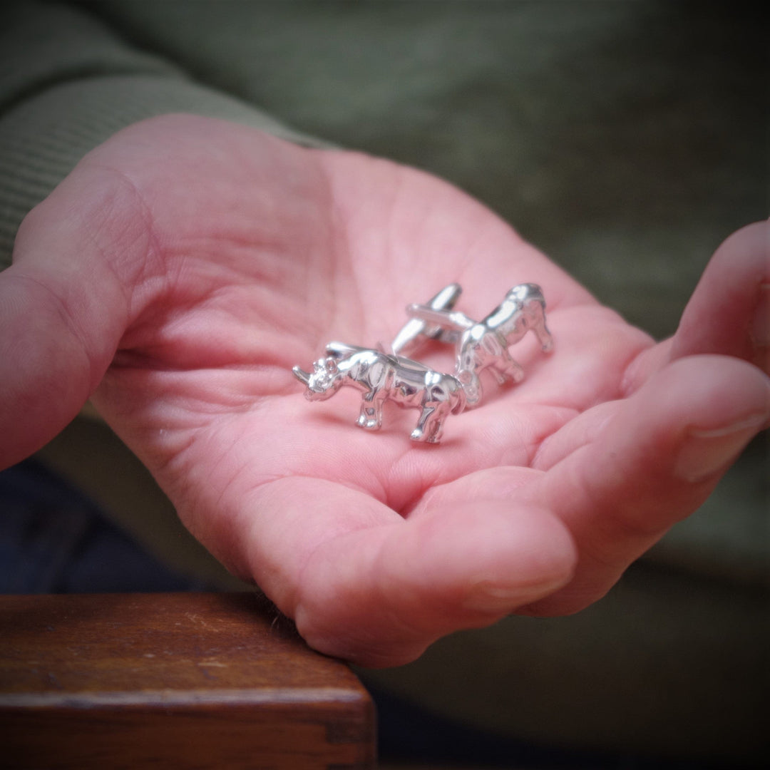 Cufflink Man Cufflinks Shiny Rhino Cufflinks