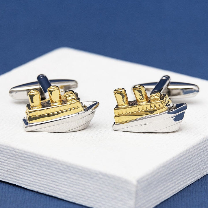 Cufflink Man Cufflinks Ship Cufflinks Gold