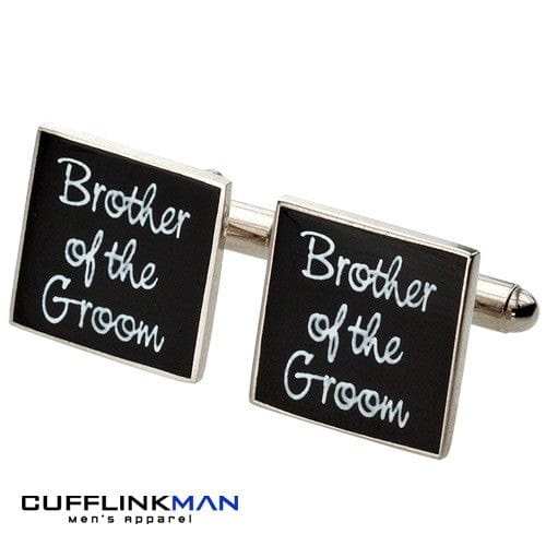 Cufflink Man Cufflinks Square Black - Brother of the Groom Cufflinks