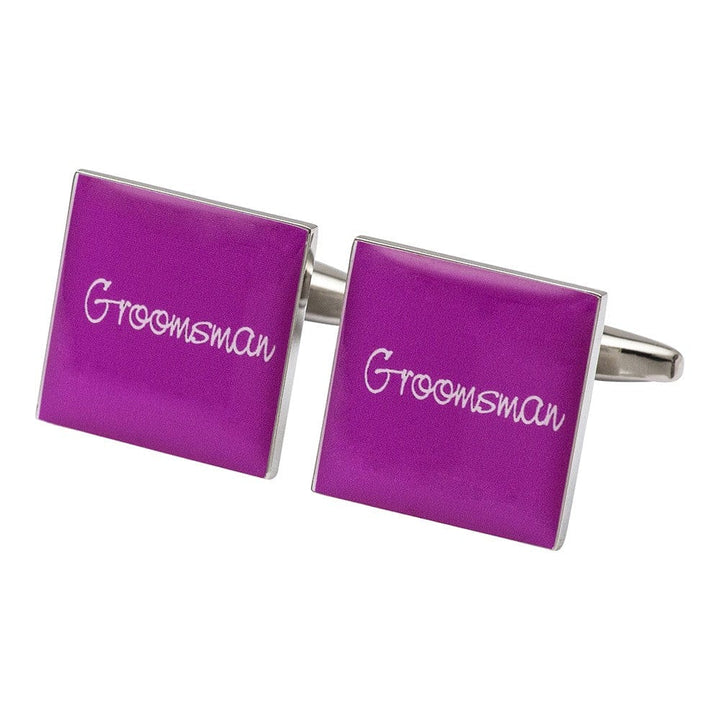 Cufflink Man Cufflinks Square Hot Pink - Groomsman Cufflinks