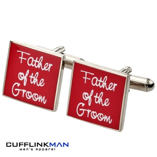 Cufflink Man Cufflinks Square Red - Father of the Groom Cufflinks