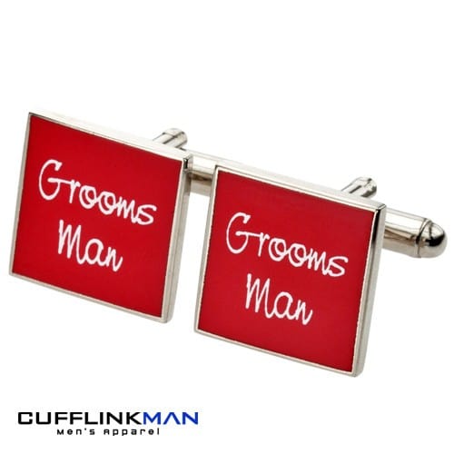 Cufflink Man Cufflinks Square Red - Groomsman Cufflinks