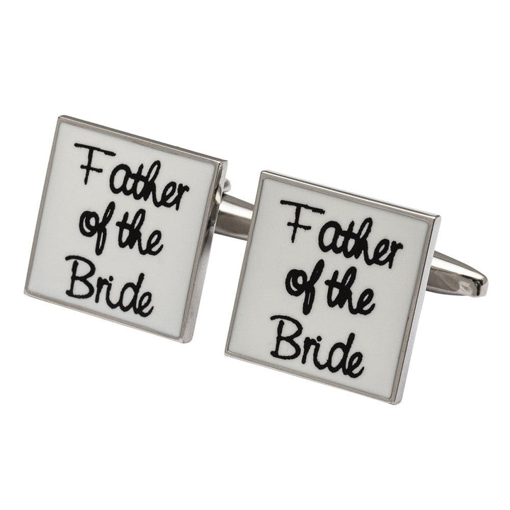 Cufflink Man Cufflinks Square White - Father of the Bride Cufflinks