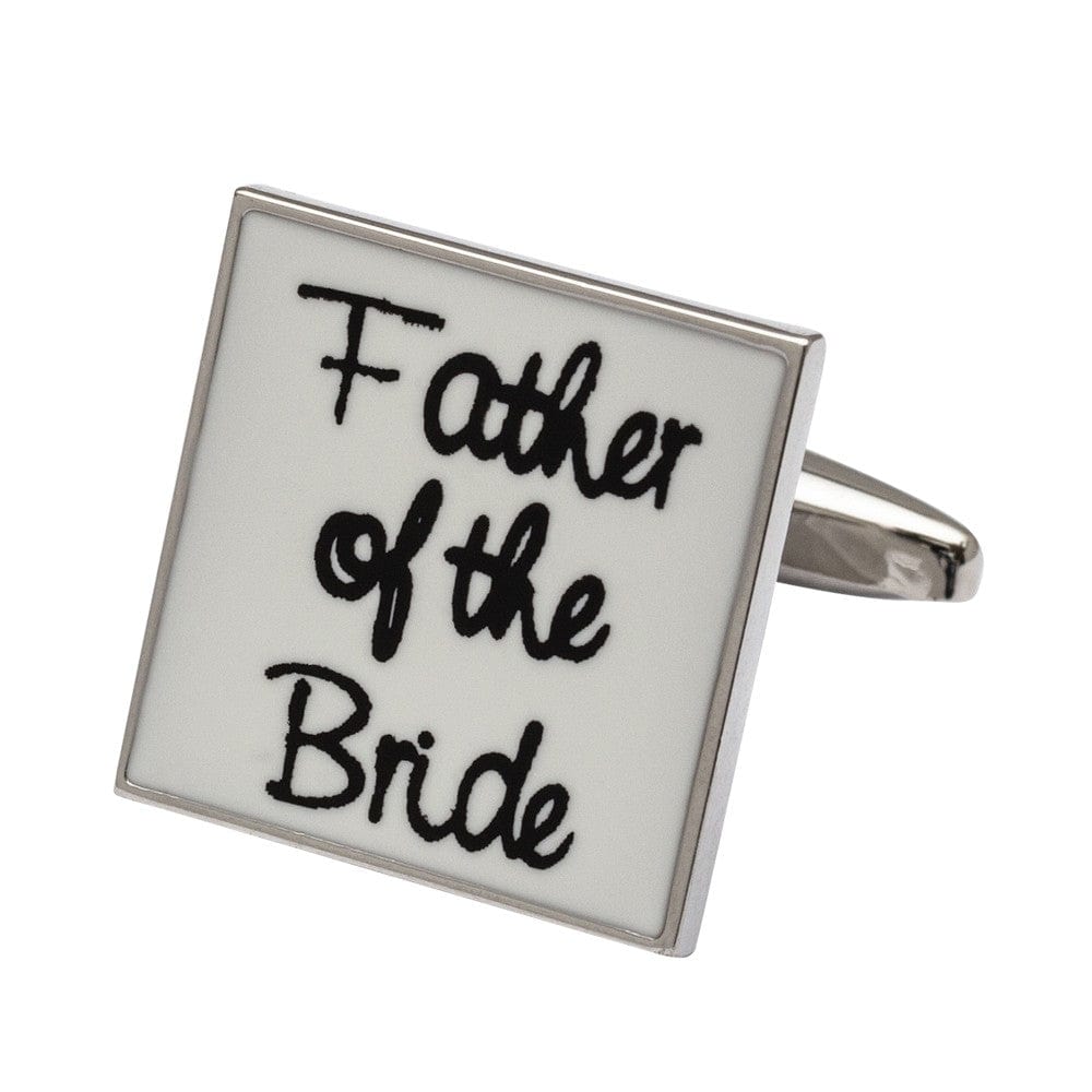 Cufflink Man Cufflinks Square White - Father of the Bride Cufflinks