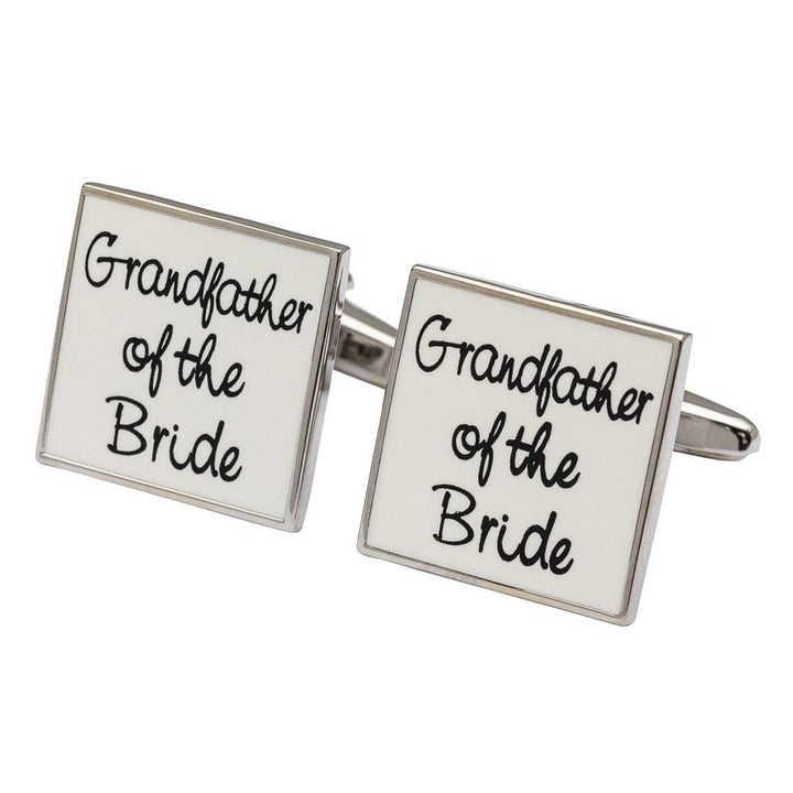 Cufflink Man Cufflinks Square White - Grandfather of the Bride Cufflinks