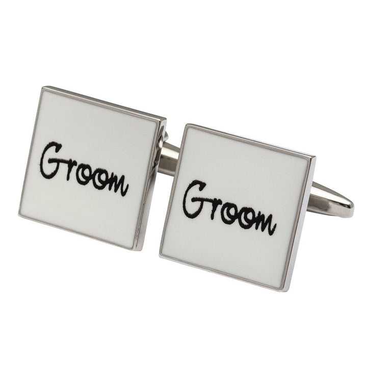 Cufflink Man Cufflinks Square White - Groom Cufflinks