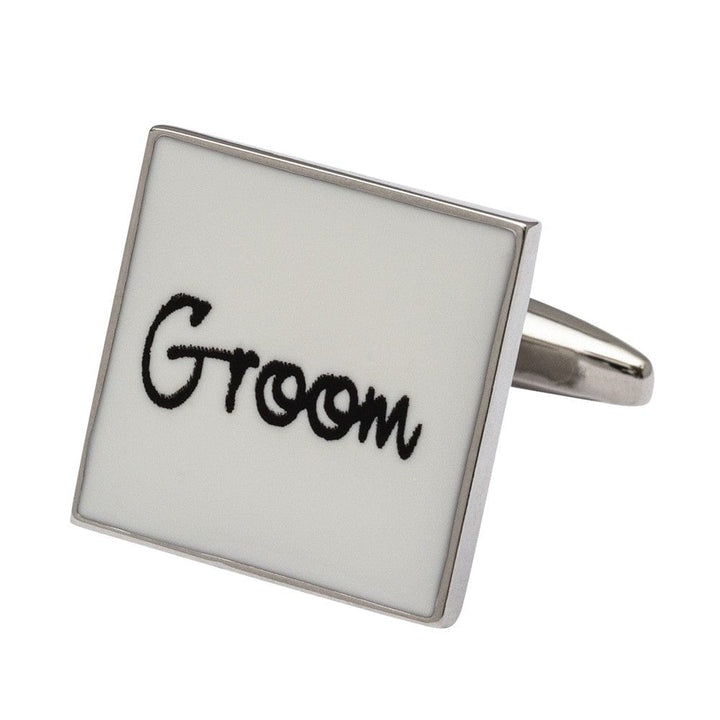 Cufflink Man Cufflinks Square White - Groom Cufflinks