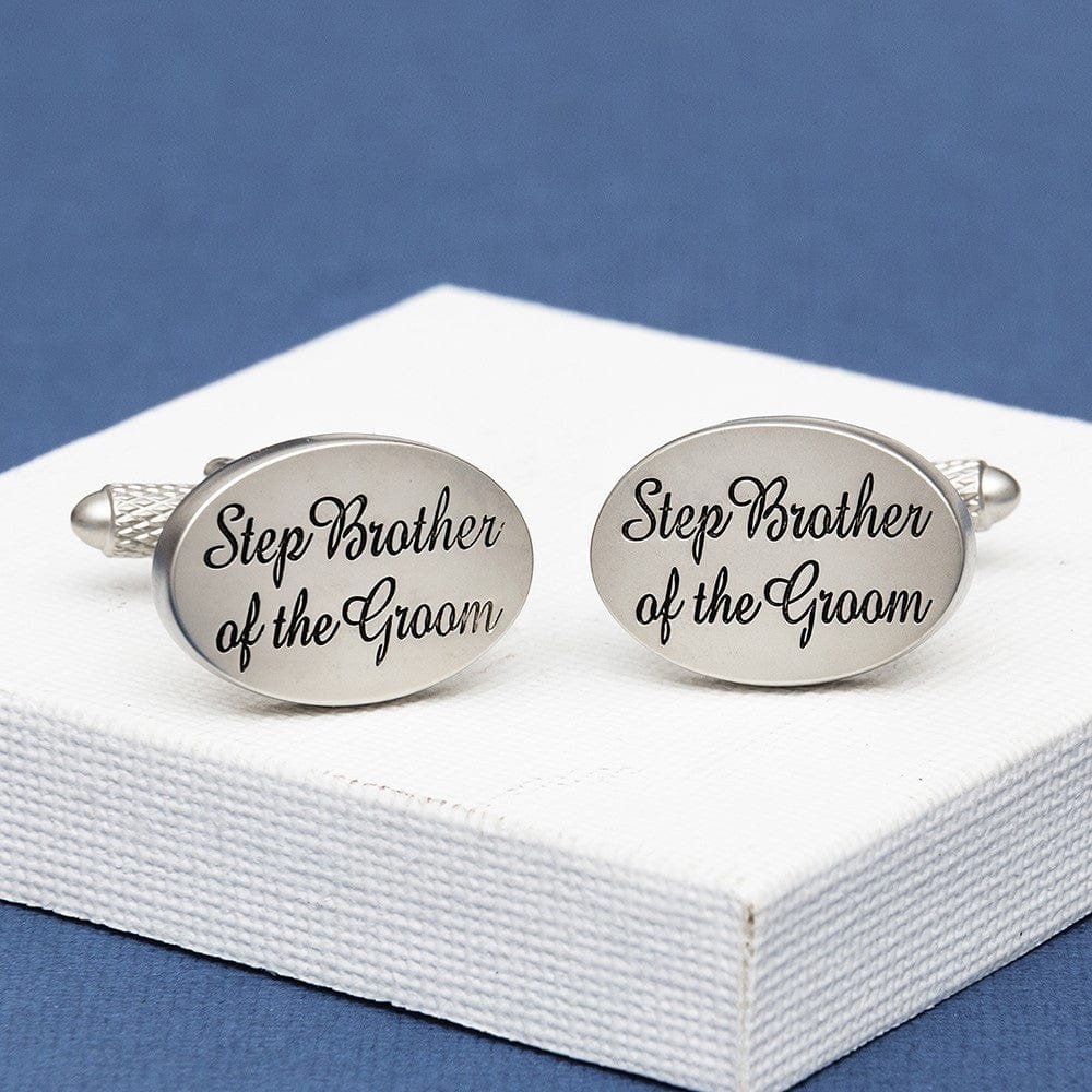 Cufflink Man Cufflinks Step Brother of the Groom Cufflinks Oval Italics