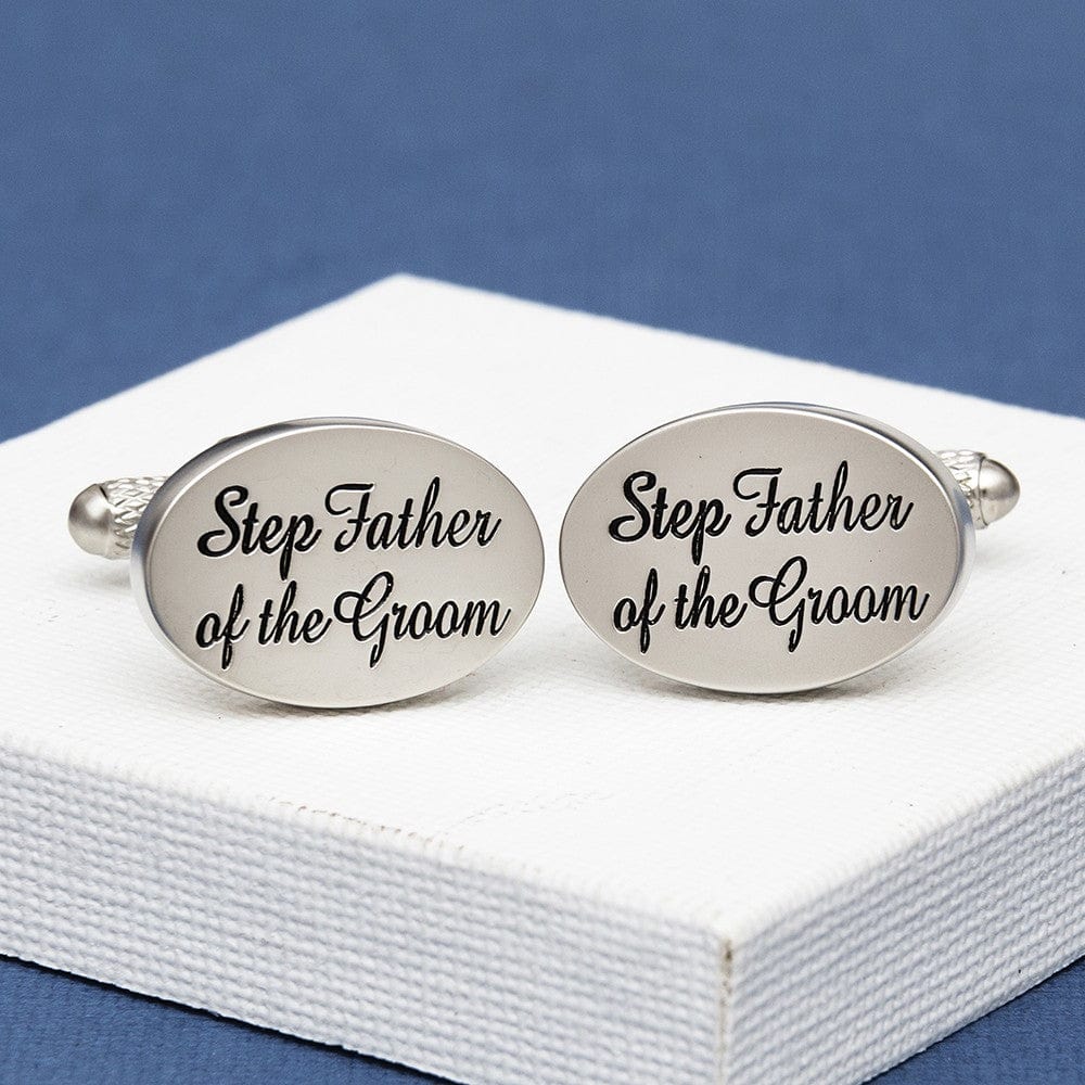 Cufflink Man Cufflinks Step Father of the Groom Cufflinks Oval Italics