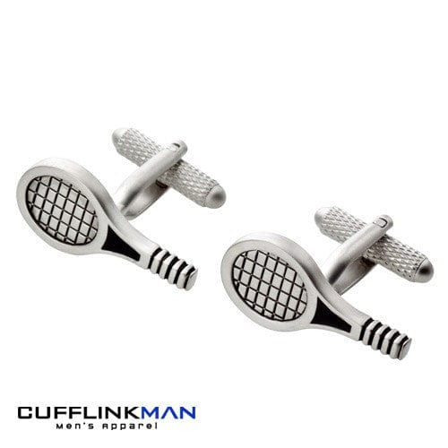 Cufflink Man Cufflinks Tennis Racquet Cufflinks - Brushed rhodium finish