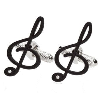 Cufflink Man Cufflinks Treble Clef Cufflinks - Black Crystal Edition