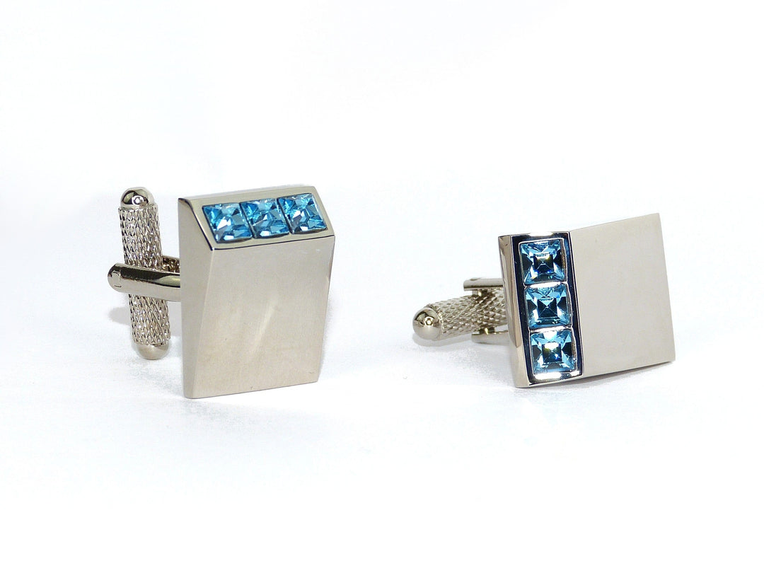 Cufflink Man Cufflinks Turquoise Swarovski crystal wedge shaped cufflinks